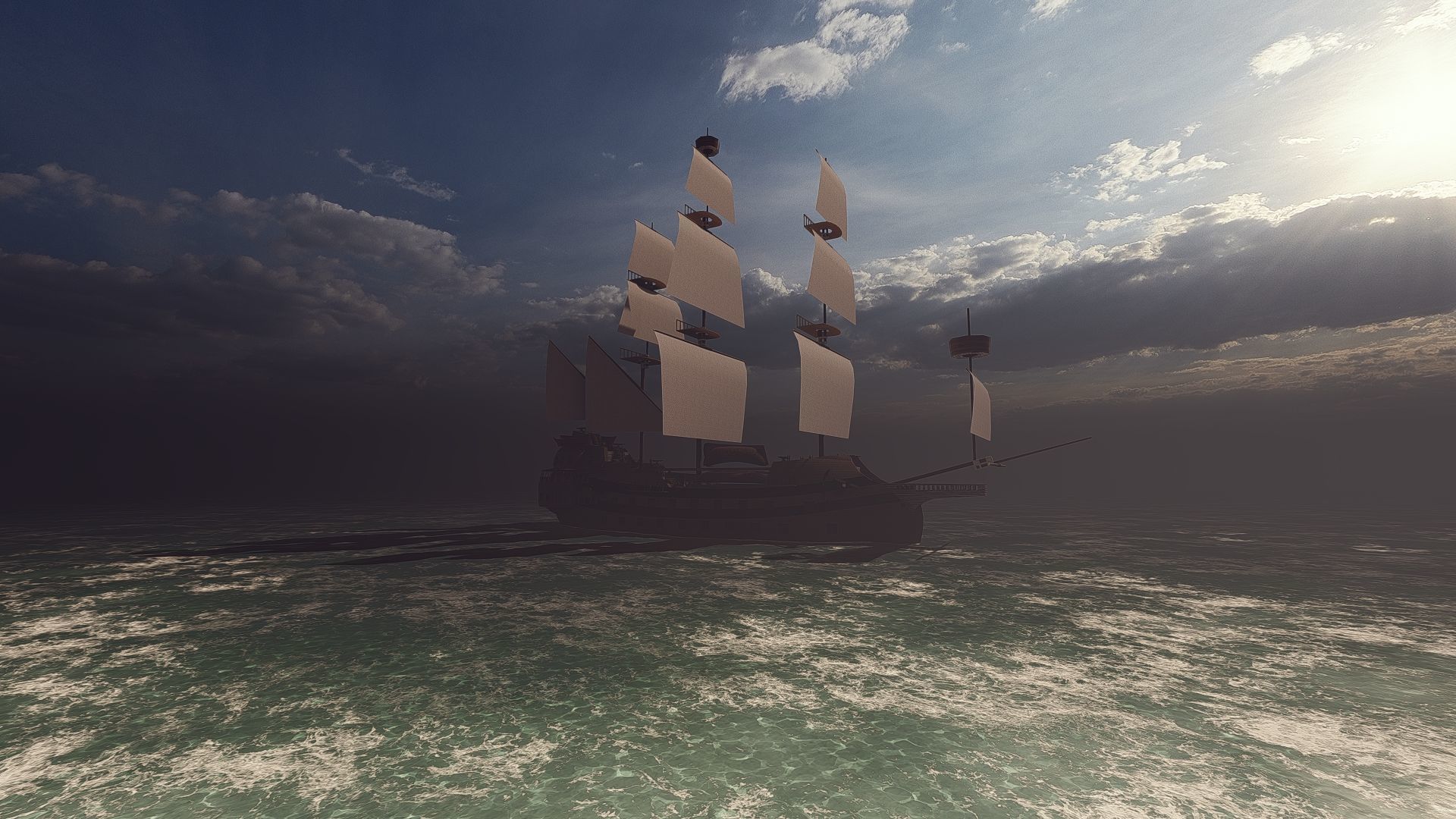 Galeon Ship-Galeon pirate ship-battle ship 3D model_1