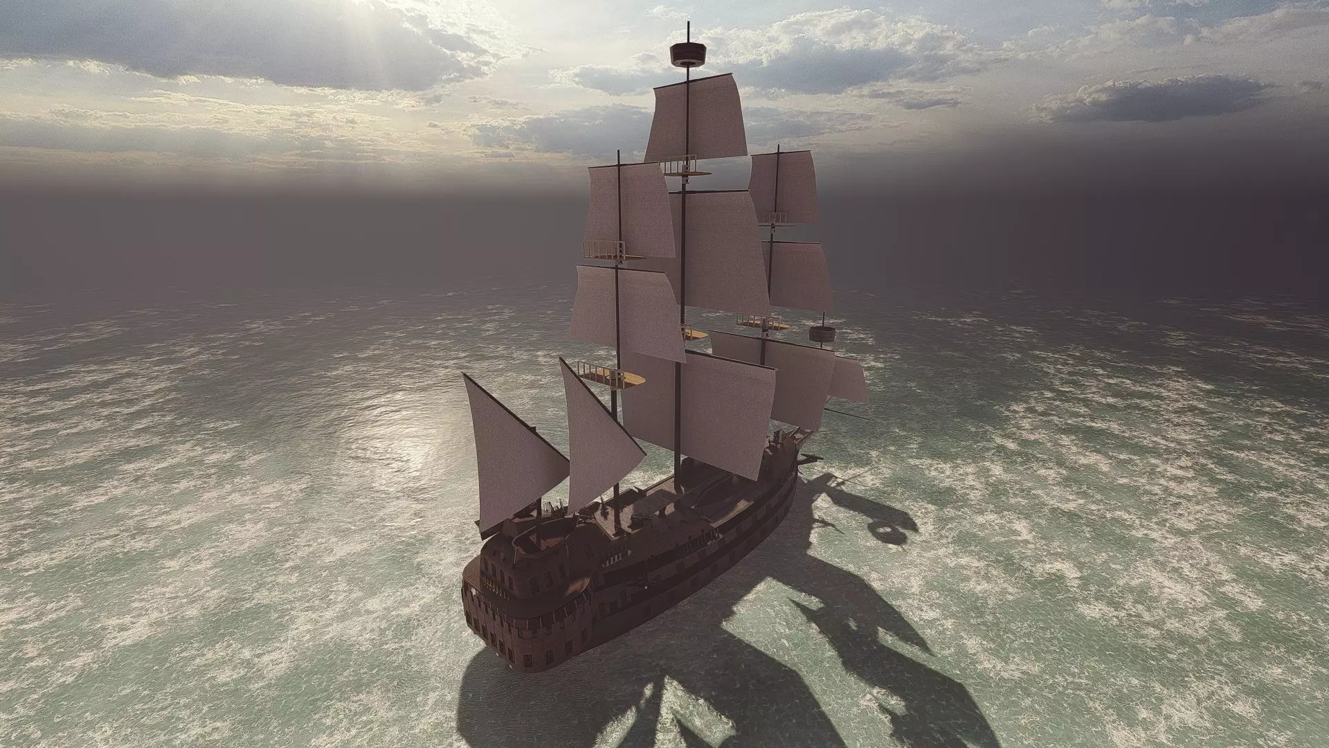 Galeon Ship-Galeon pirate ship-battle ship 3D model_0