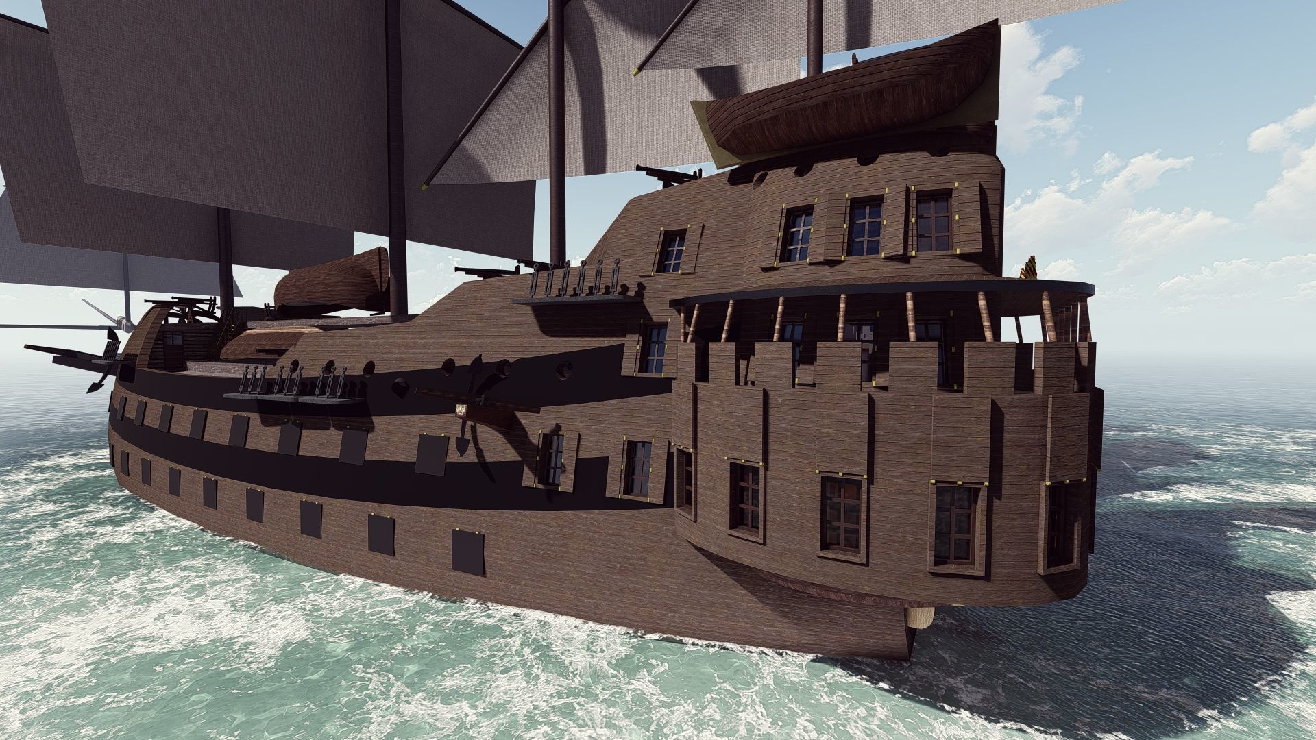 Galeon Ship-Galeon pirate ship-battle ship 3D model_6