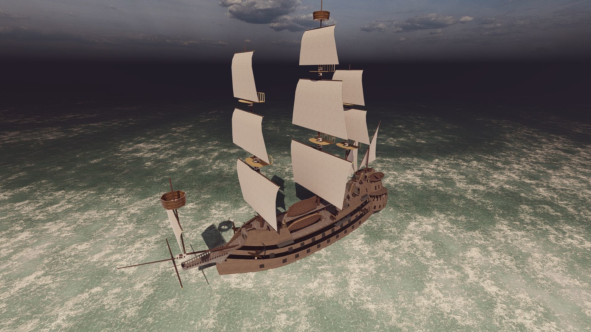 Galeon Ship-Galeon pirate ship-battle ship 3D model_2