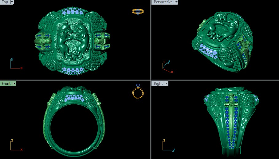 Two Lion Fighting Ring 3D print model 3D print model_10