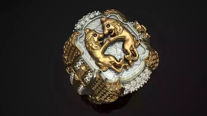 Two Lion Fighting Ring 3D print model