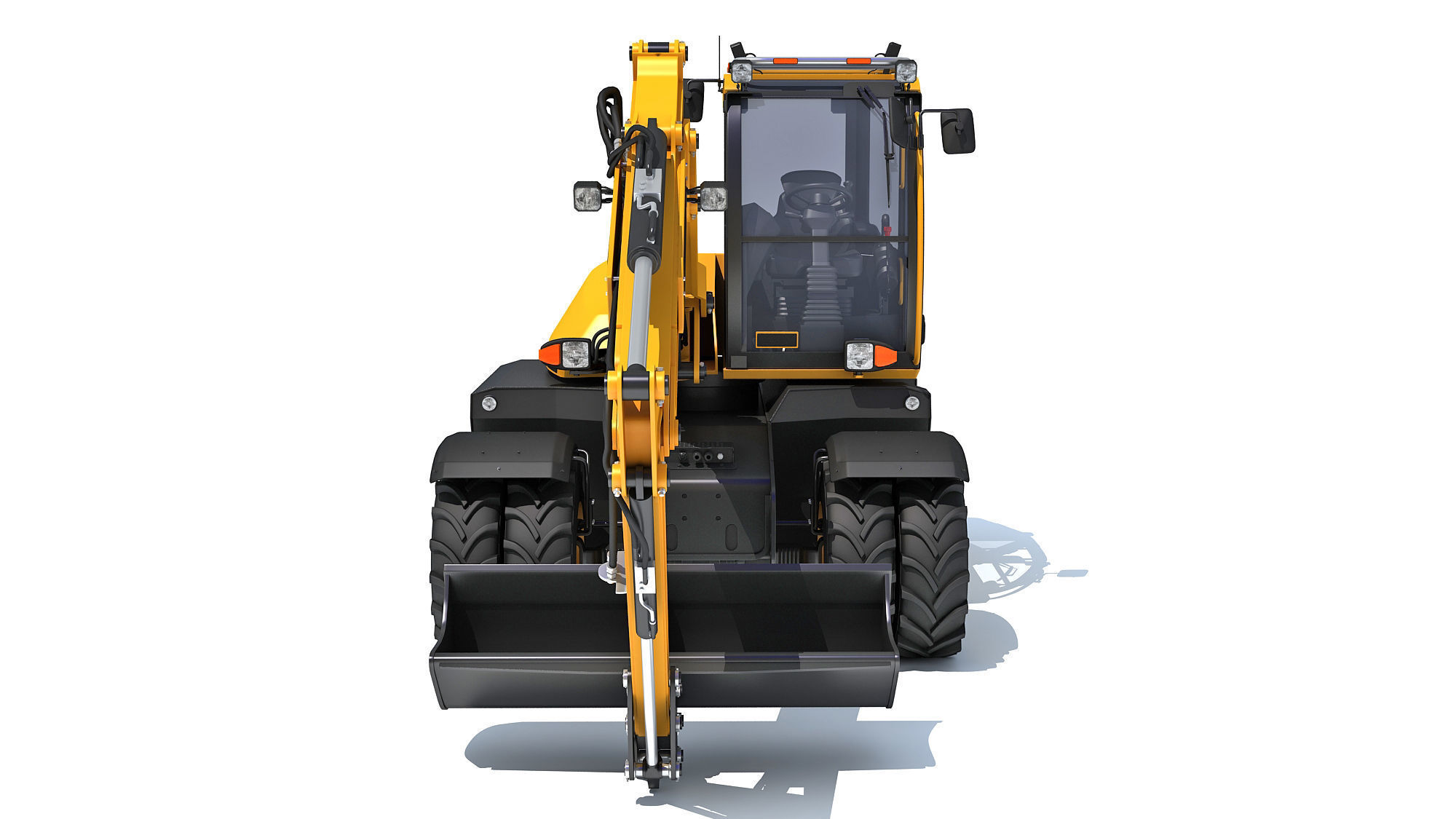Construction Wheeled Excavator 3D model_12