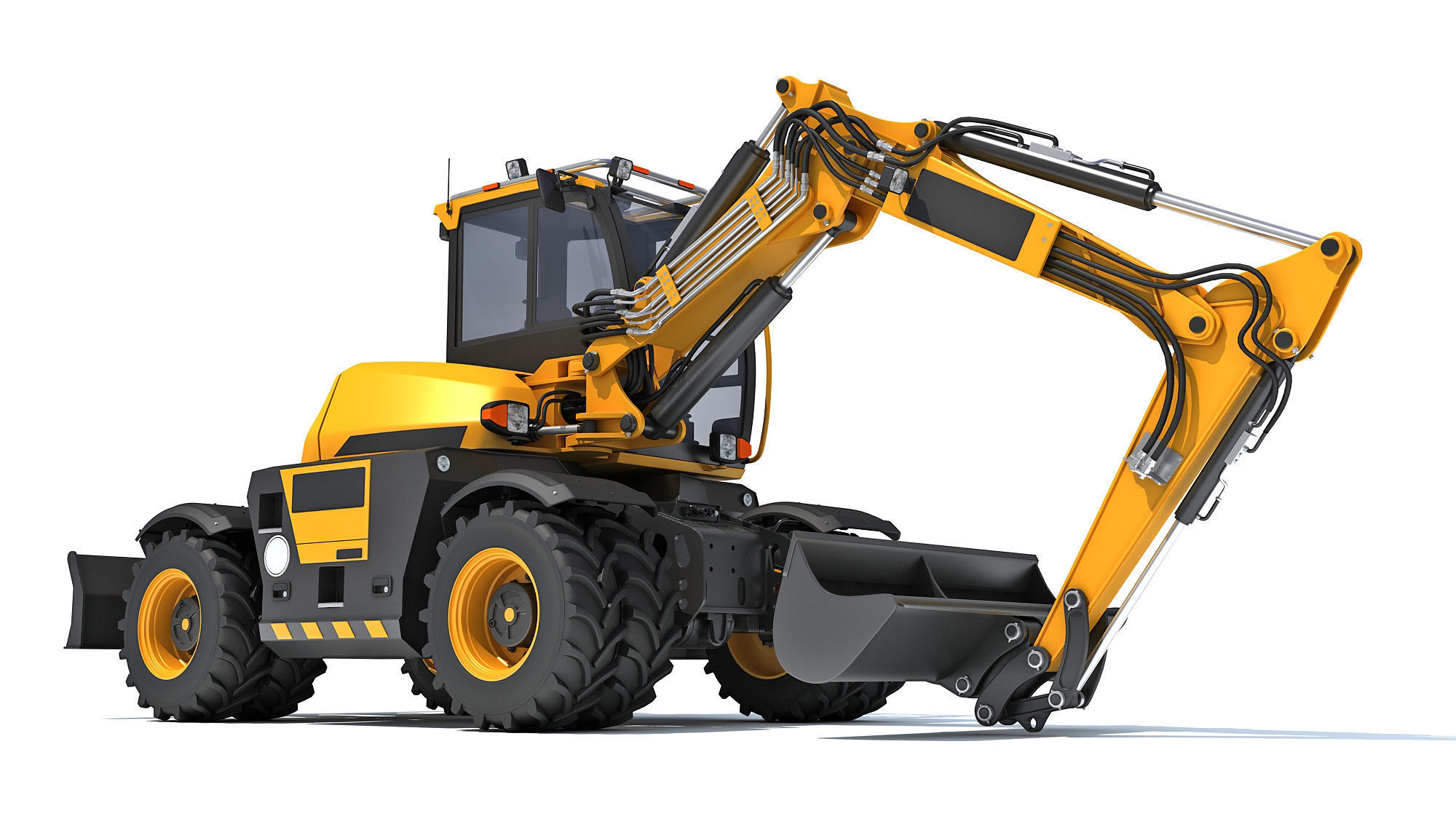 Construction Wheeled Excavator 3D model_8