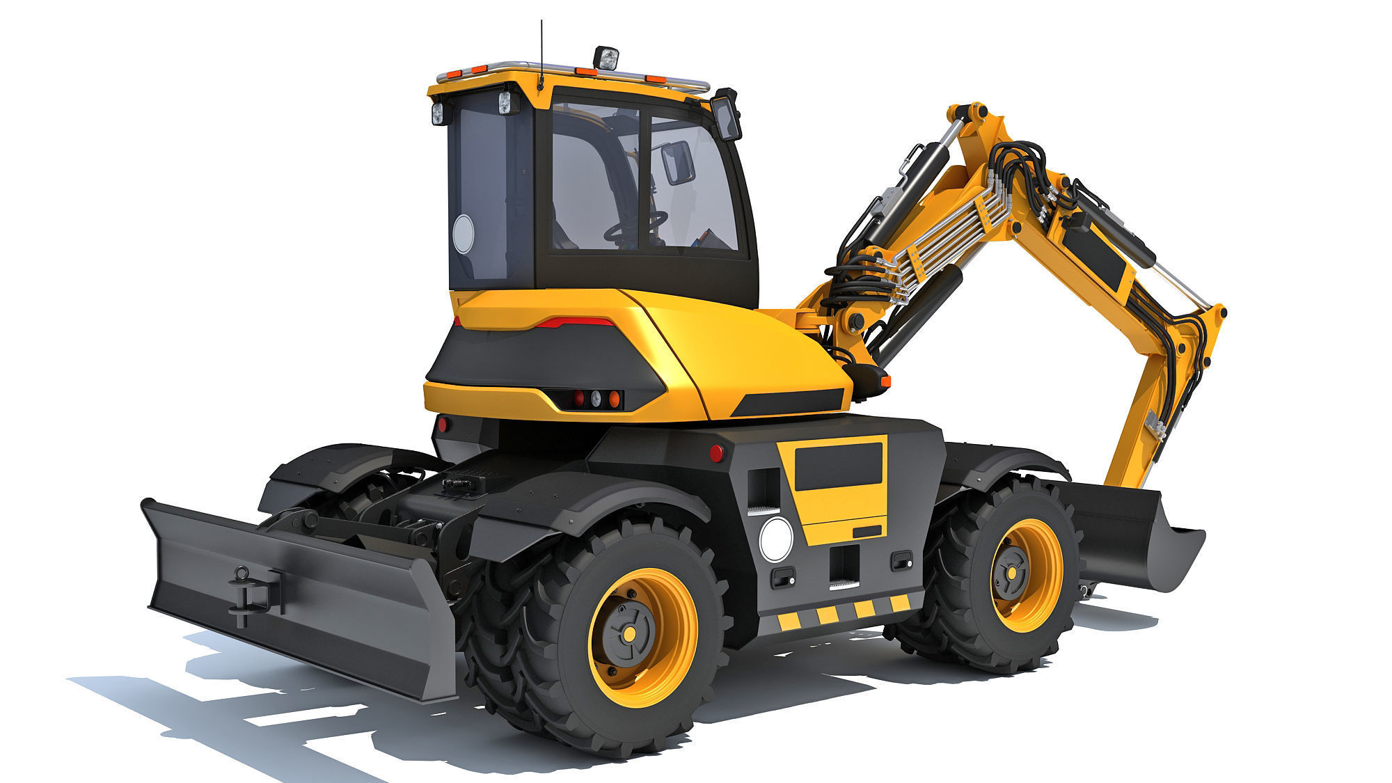 Construction Wheeled Excavator 3D model_5