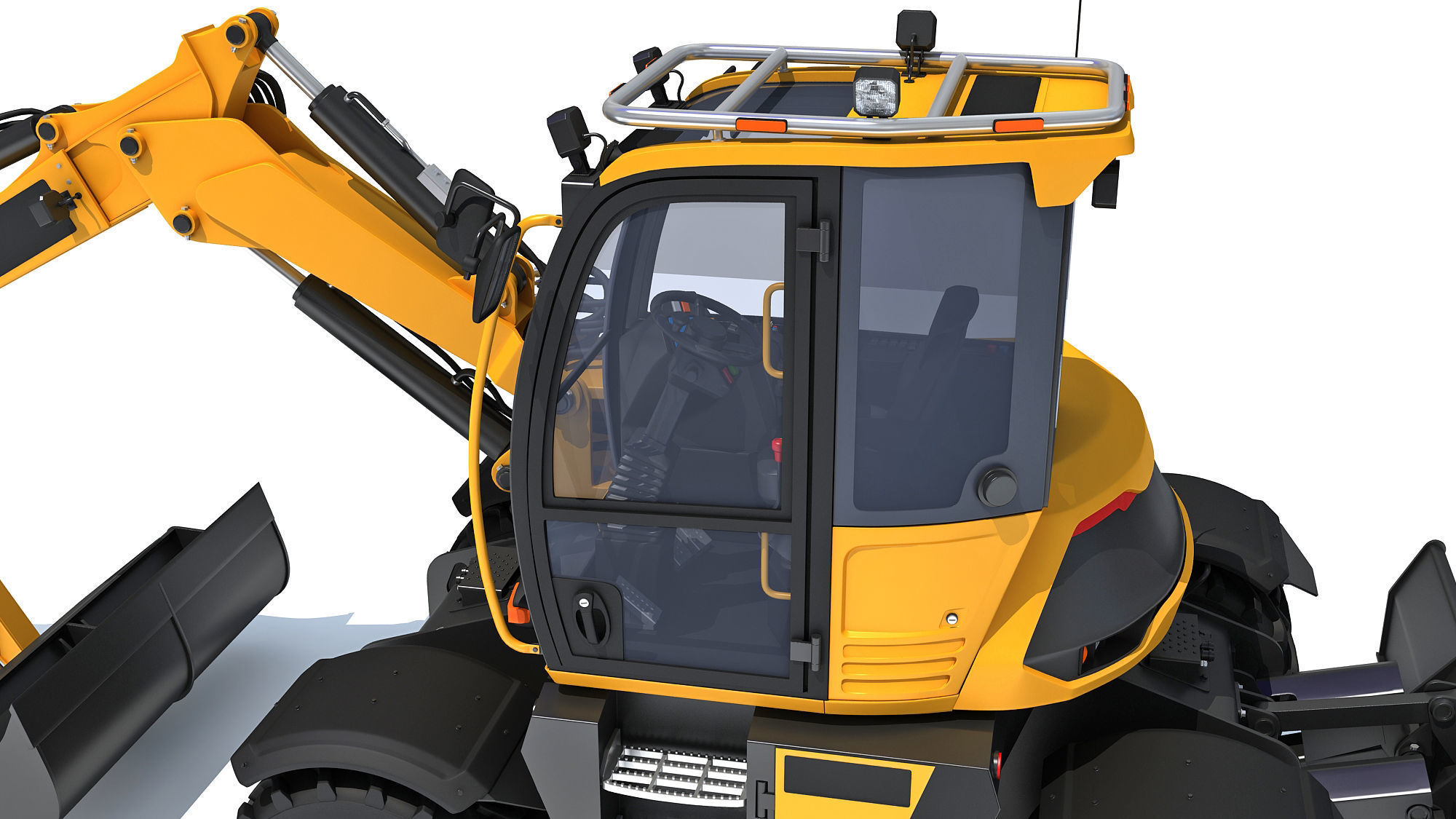 Construction Wheeled Excavator 3D model_14