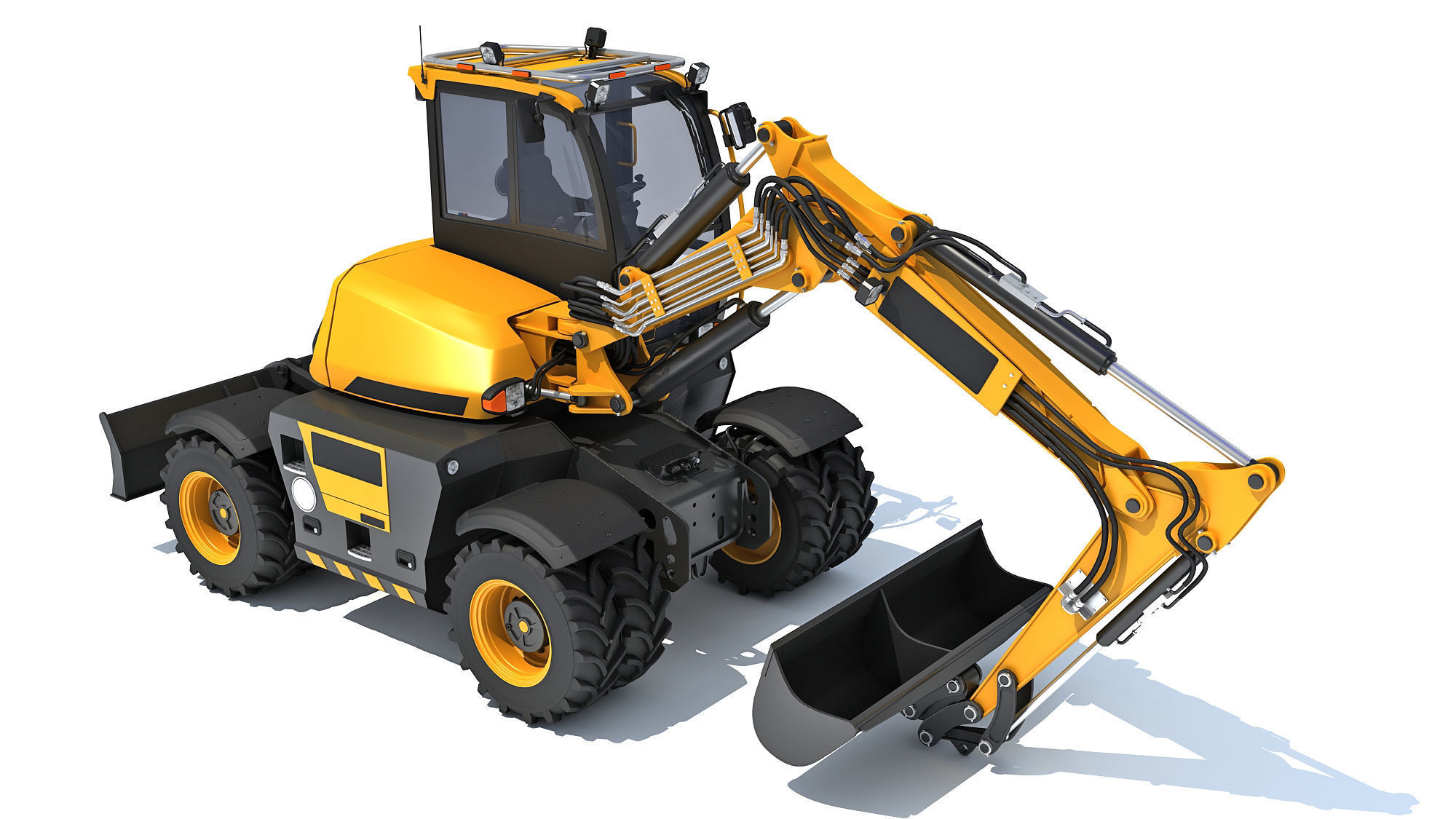 Construction Wheeled Excavator 3D model_11
