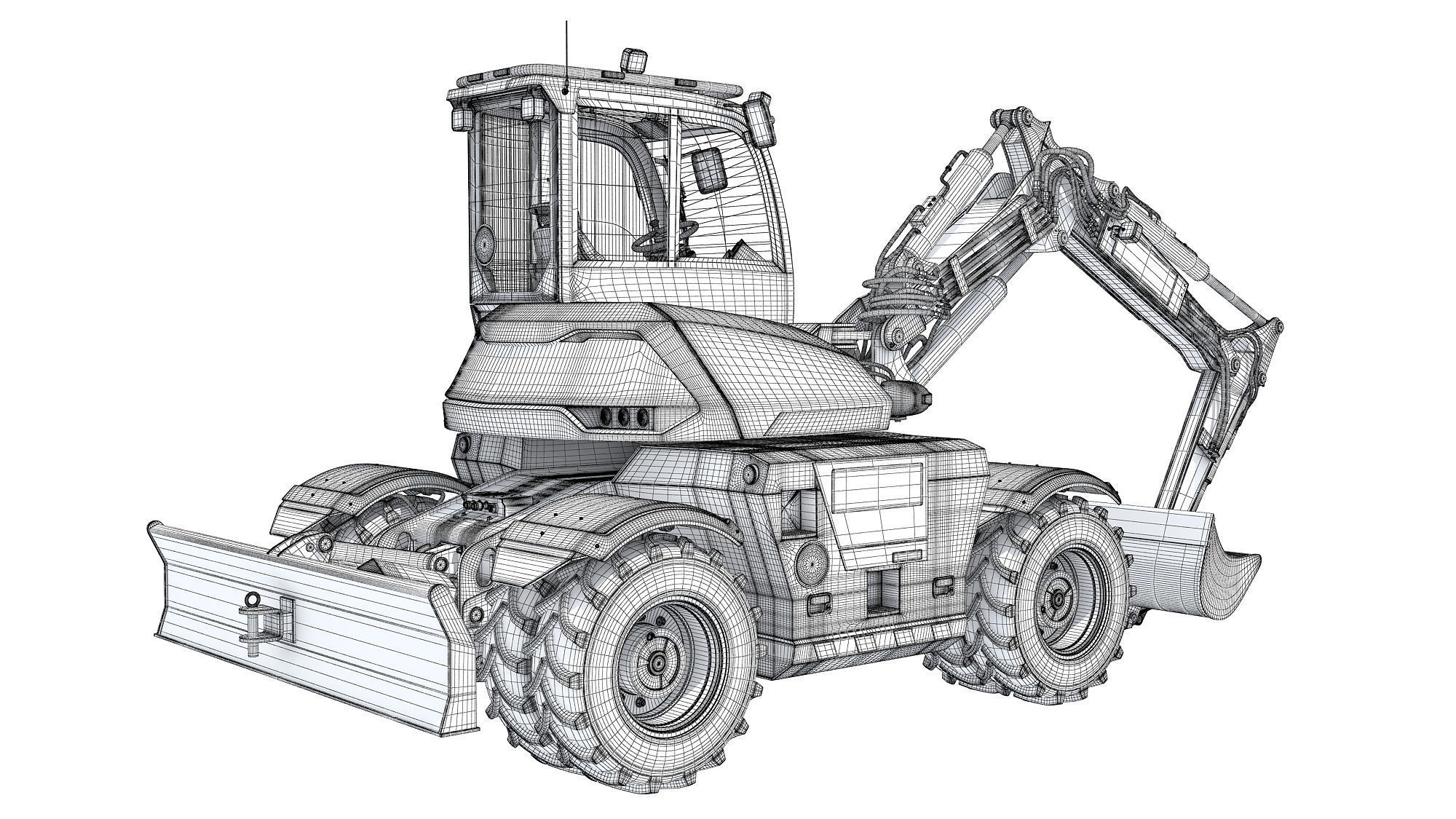 Construction Wheeled Excavator 3D model_18