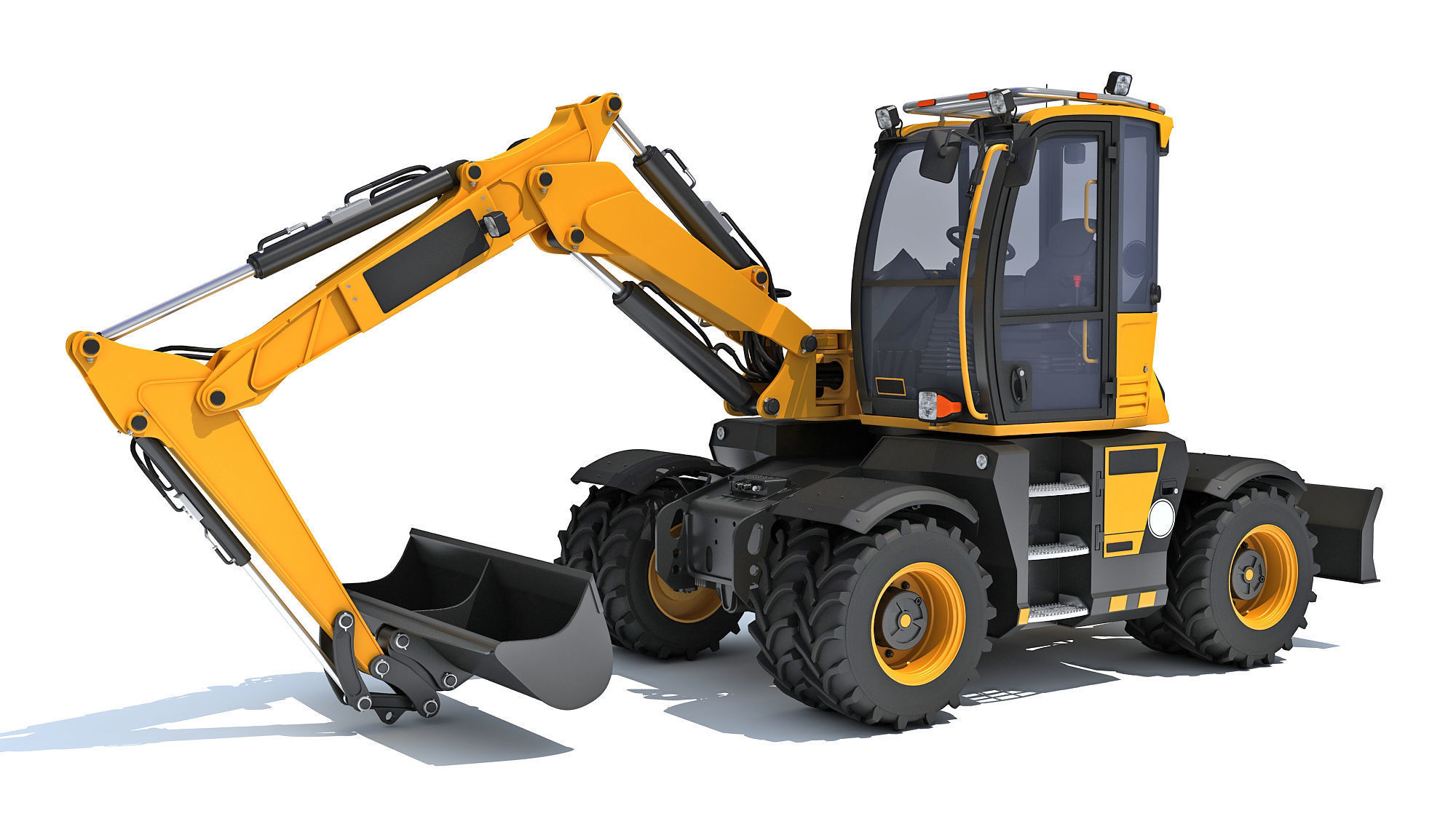 Construction Wheeled Excavator 3D model_10