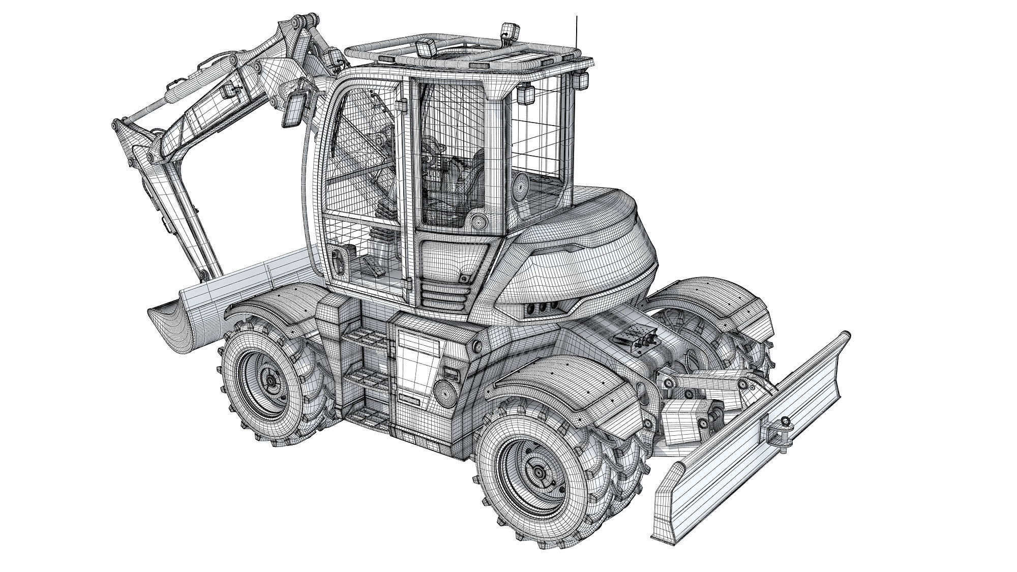 Construction Wheeled Excavator 3D model_17