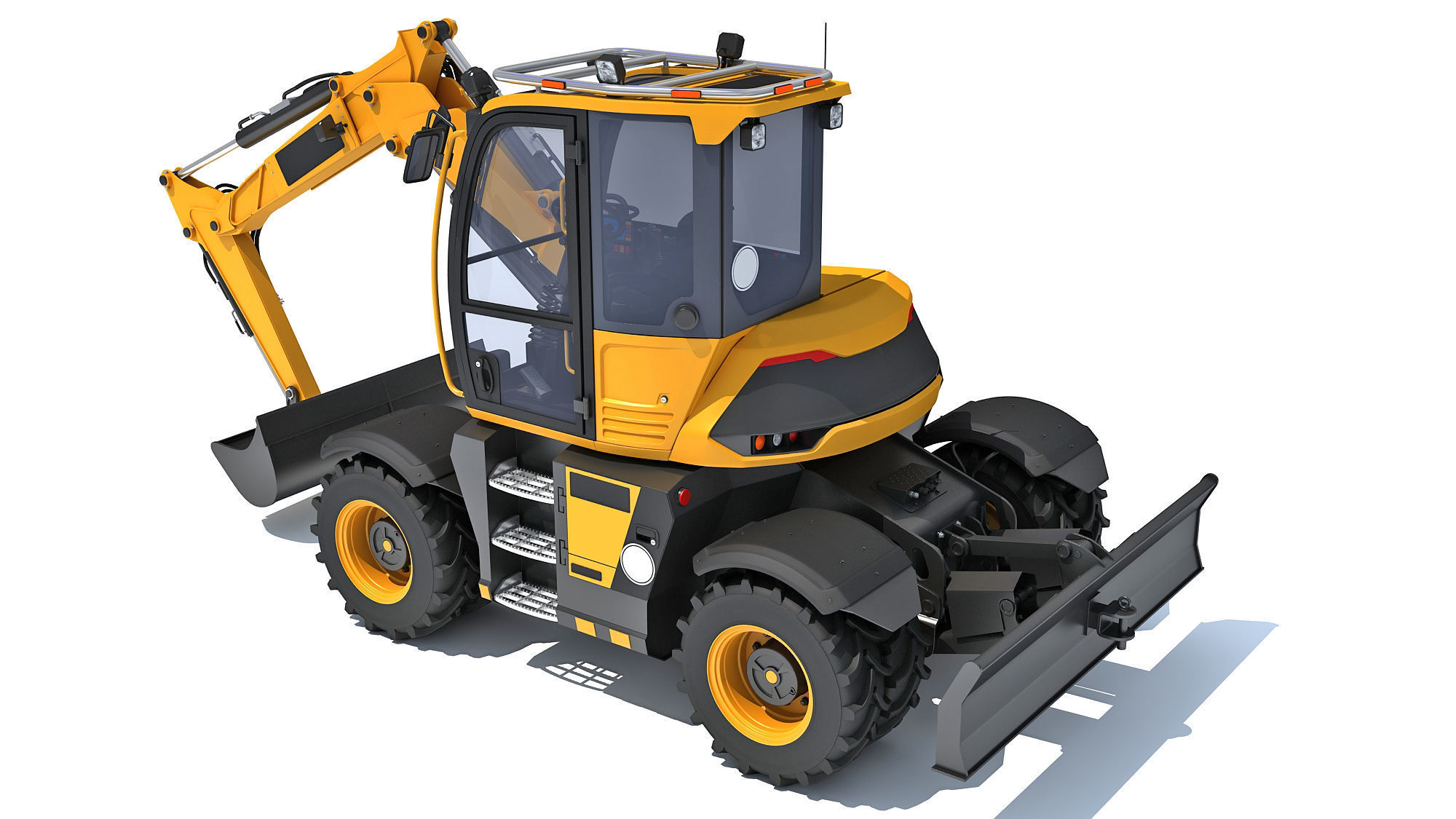 Construction Wheeled Excavator 3D model_3