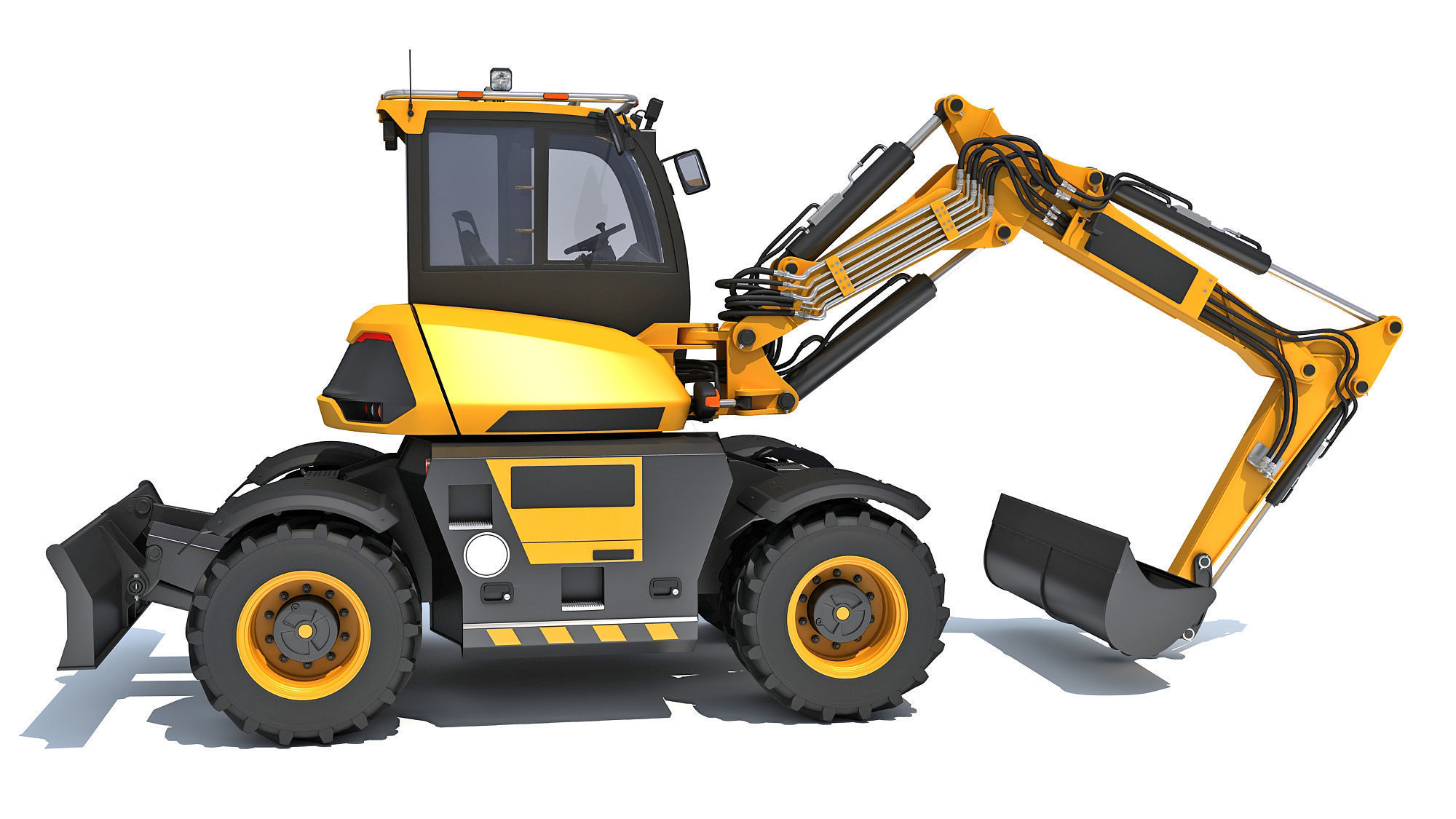 Construction Wheeled Excavator 3D model_6