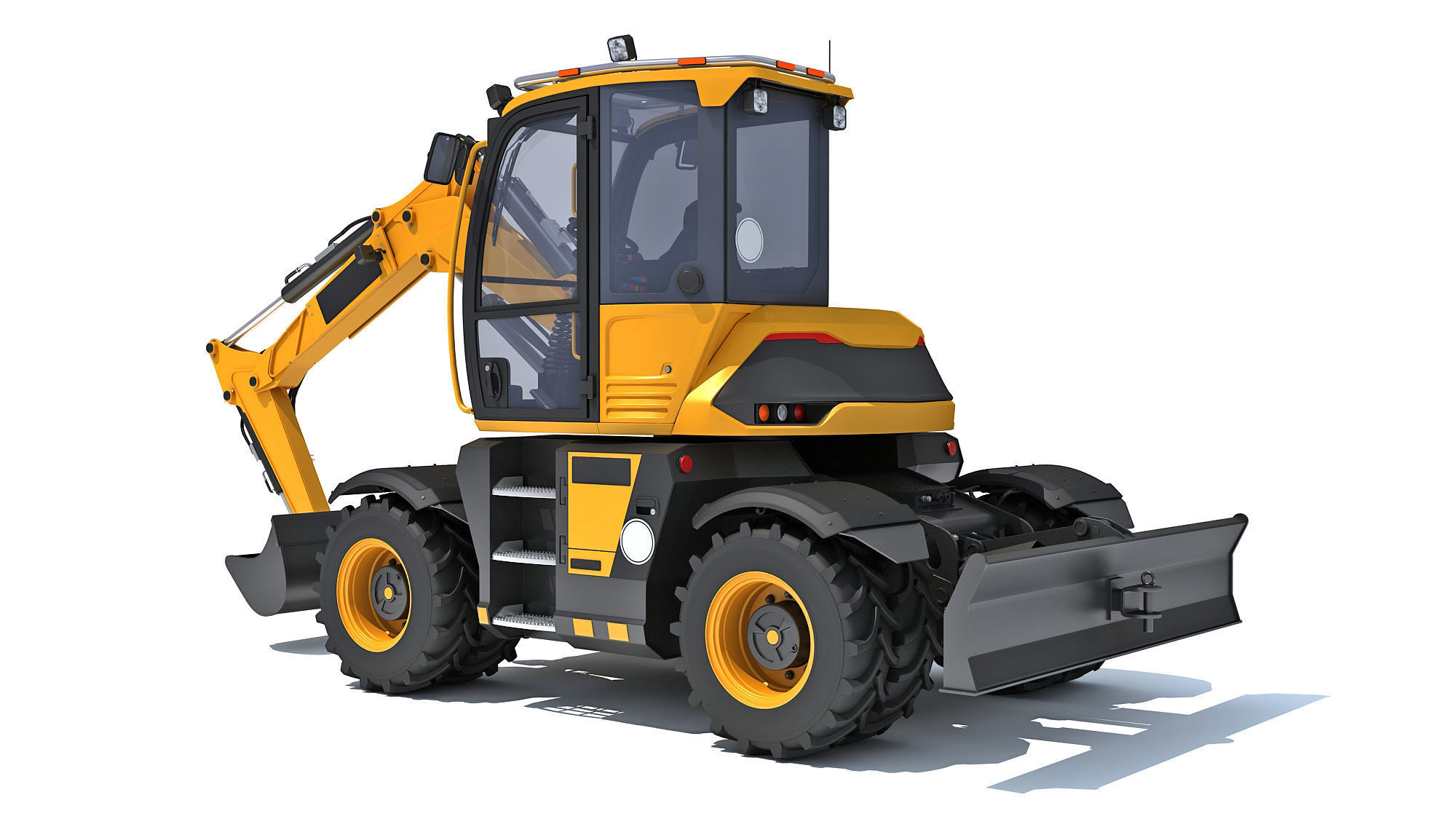 Construction Wheeled Excavator 3D model_2