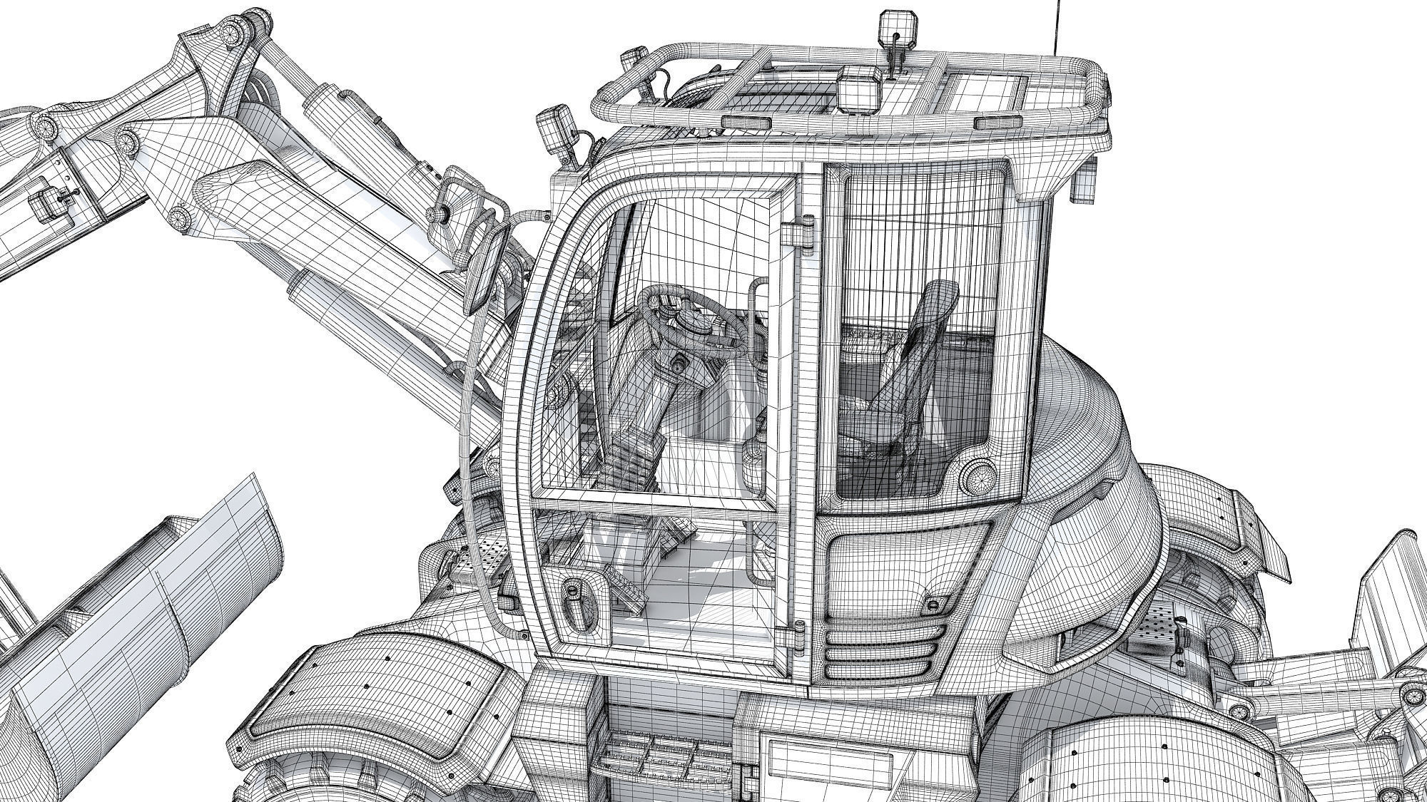 Construction Wheeled Excavator 3D model_20