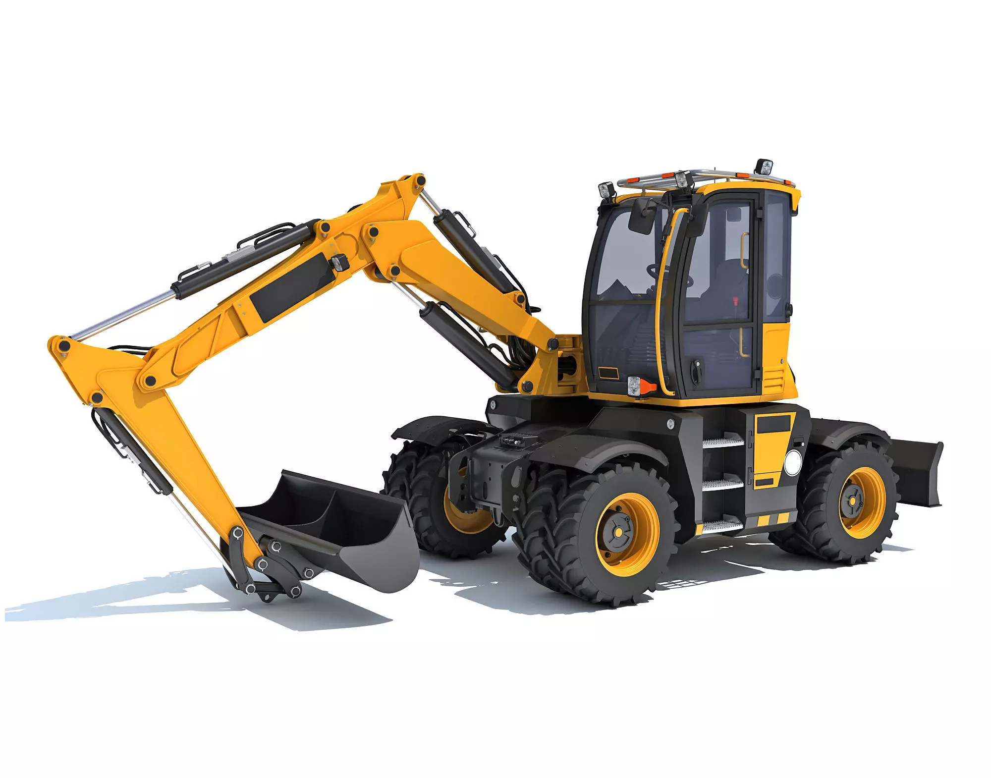 Construction Wheeled Excavator 3D model_0