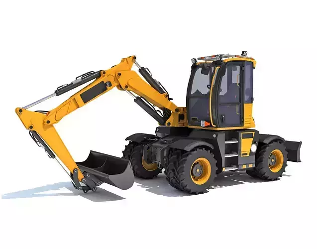 Construction Wheeled Excavator 3D model