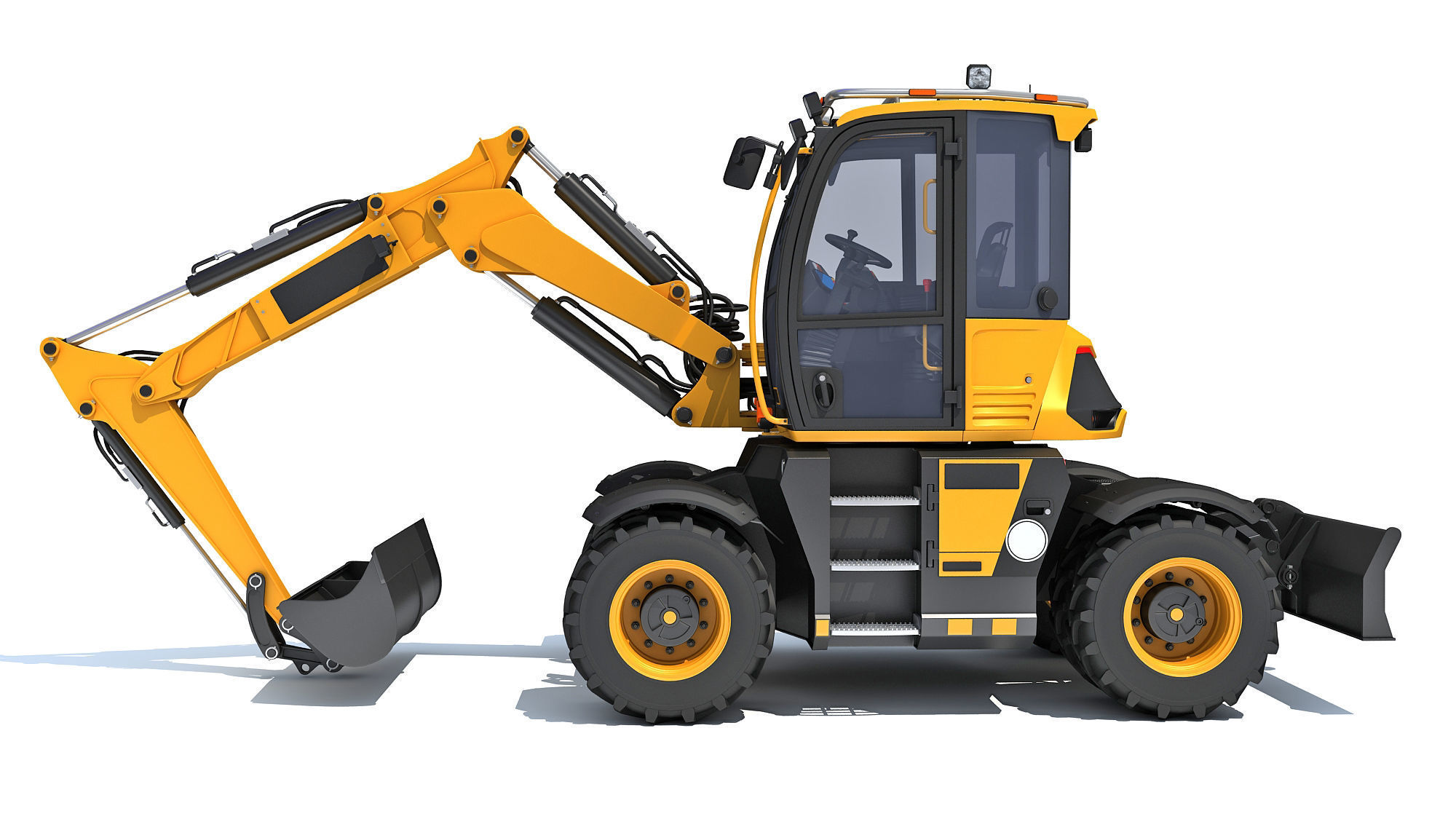 Construction Wheeled Excavator 3D model_1