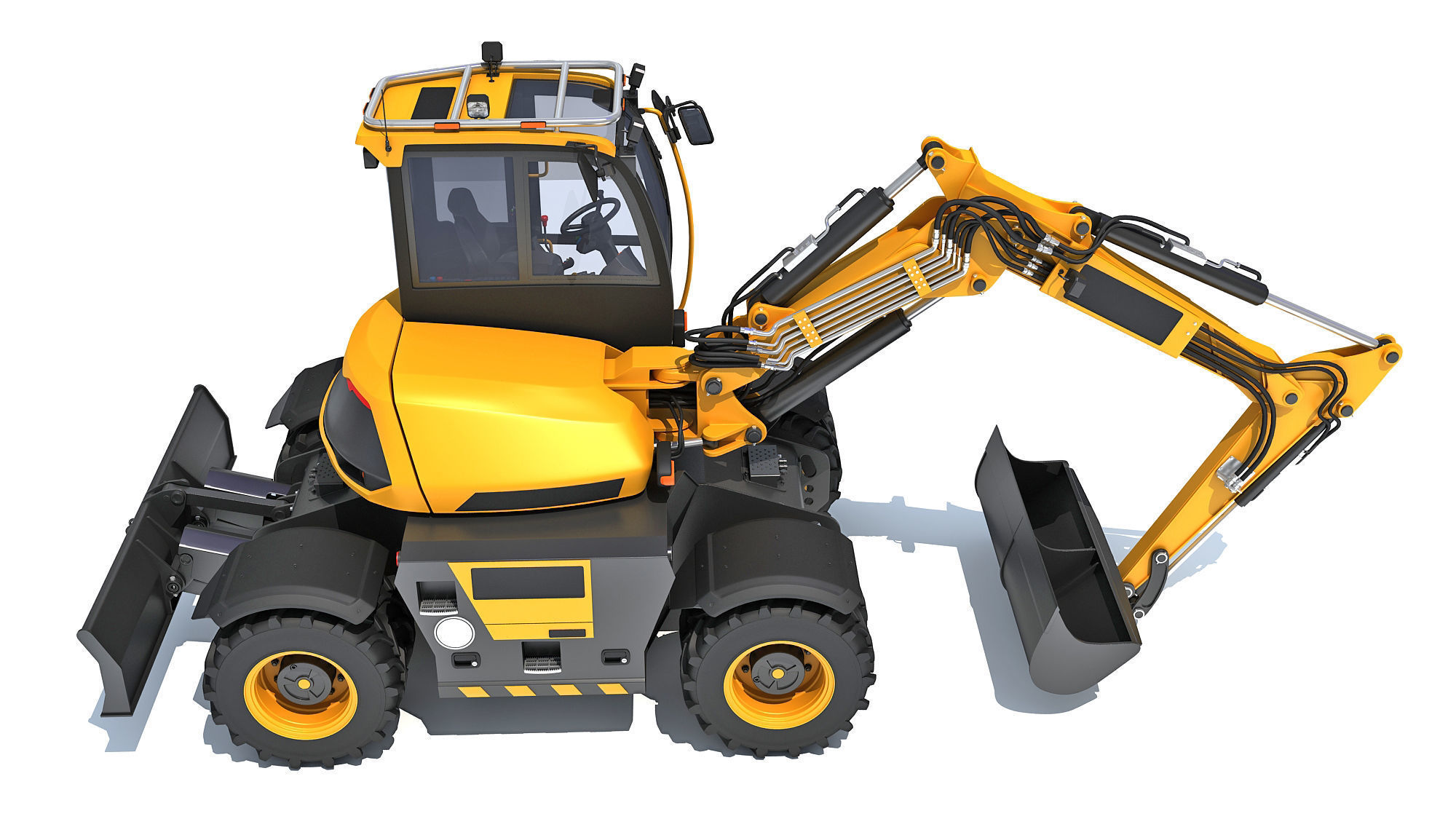 Construction Wheeled Excavator 3D model_7