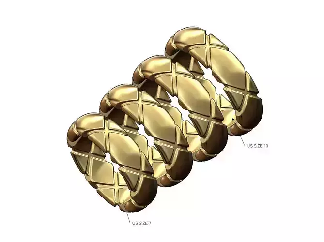 Chunky cross diamond carvings cigar band US sizes 7to10