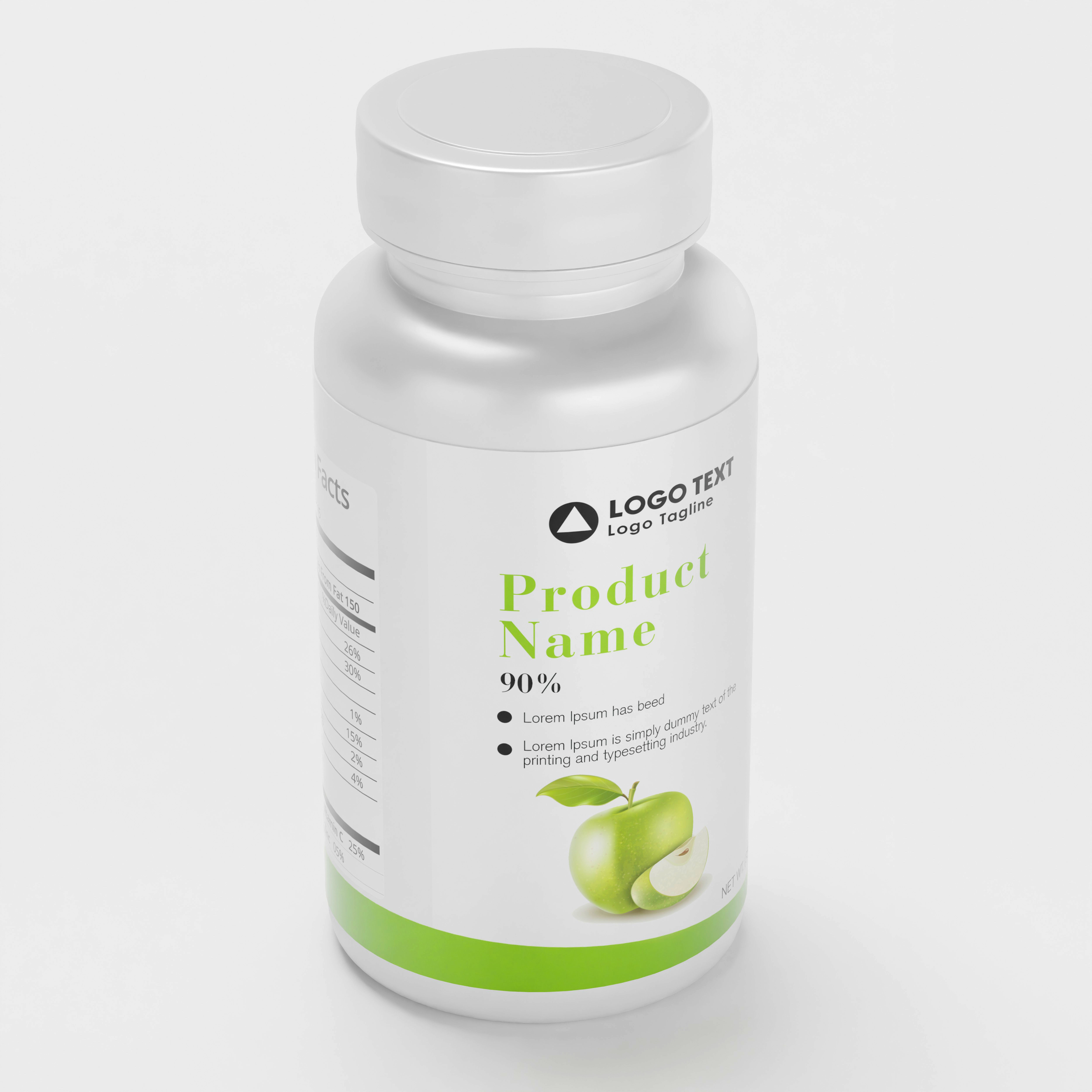 High-Quality 3D Supplement Bottle with Label Model 3D model_2