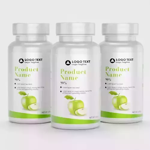  High-Quality 3D Supplement Bottle with Label Model