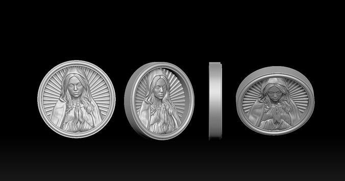 Virgin Mary Medallion Pendant 3D print model 3D print model