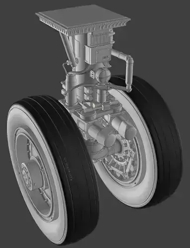 High-polly 50s American Bomber Landing Gear 3D model