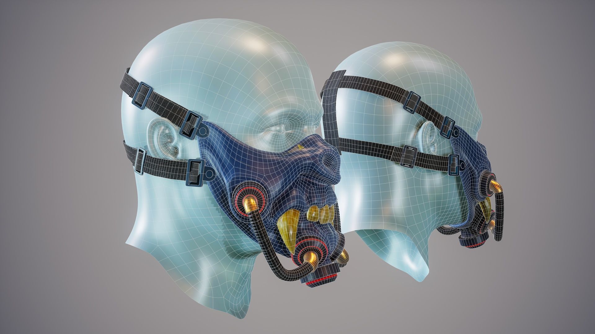 Cyber Mask 01 Low-poly 3D model_7