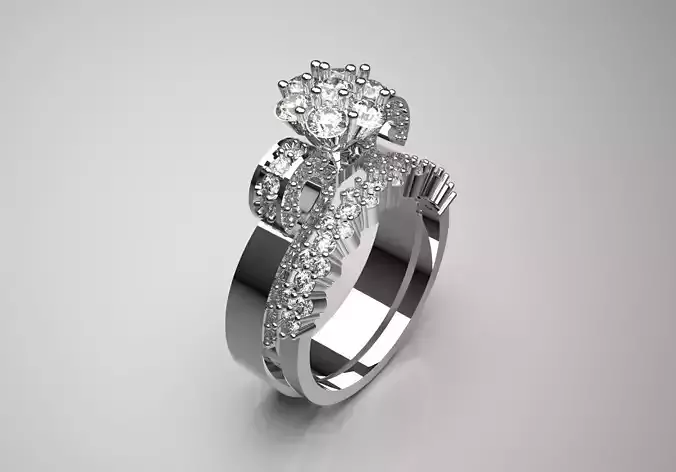 STL 3DM bridal wedding ring model wr0079