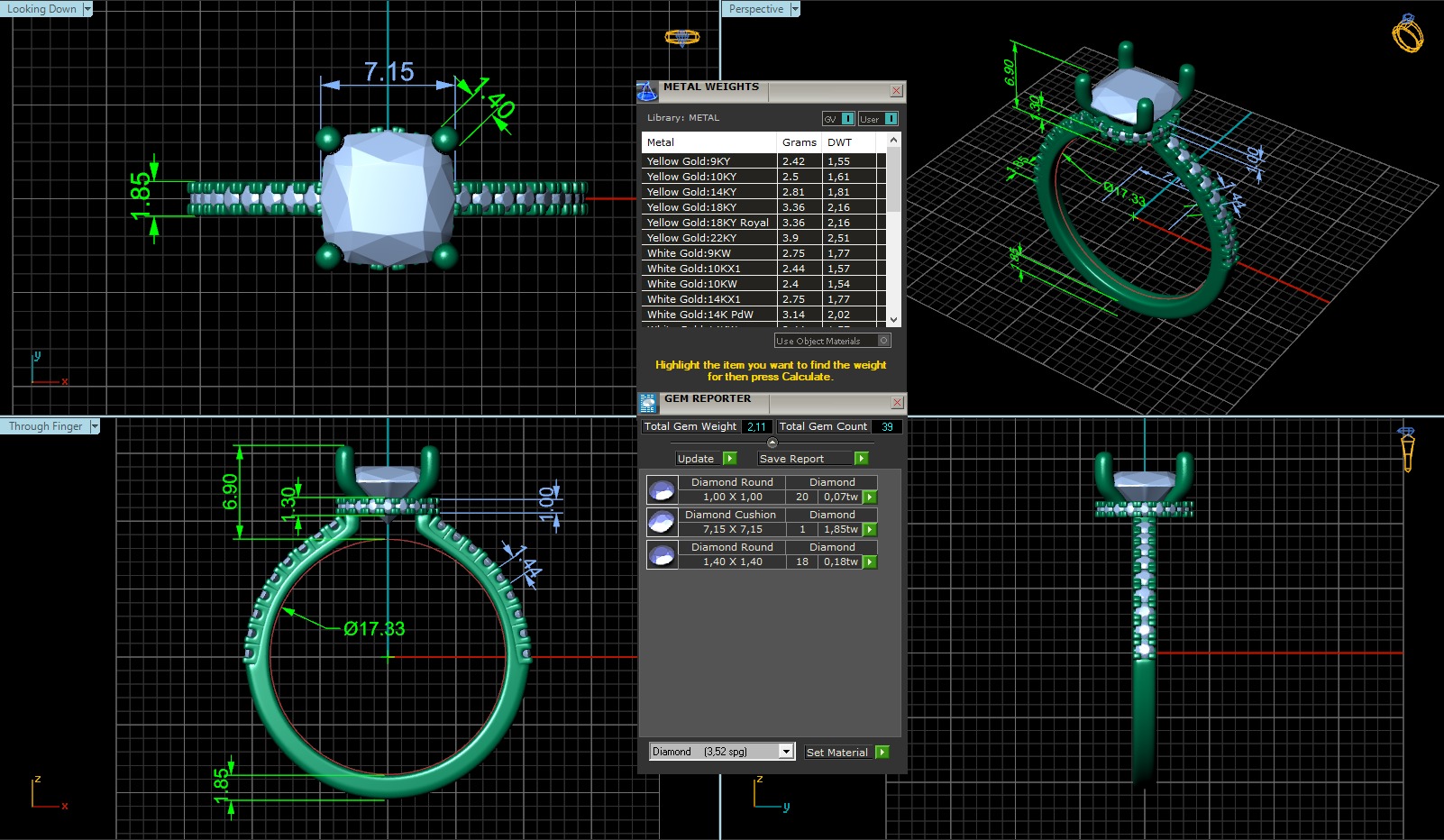 Cushion Cut Hidden Halo Engagement Ring 3D print model_2
