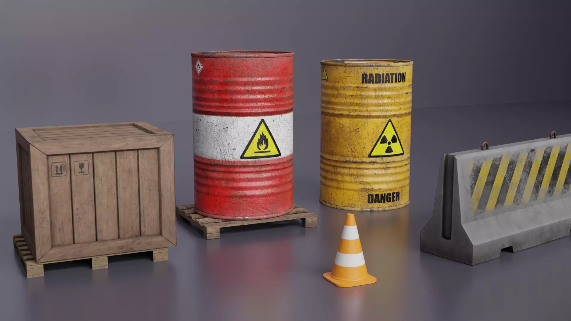 Warehouse Barrels-Pallets-Crates-Traffic Elements Collection  _0