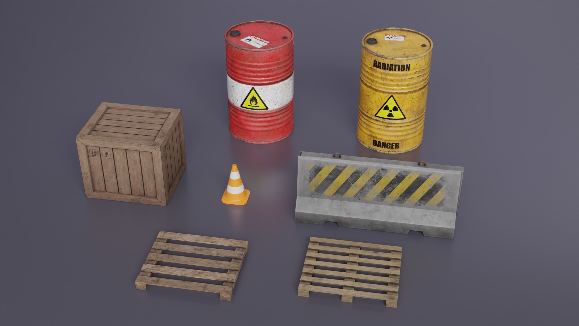 Warehouse Barrels-Pallets-Crates-Traffic Elements Collection  _2