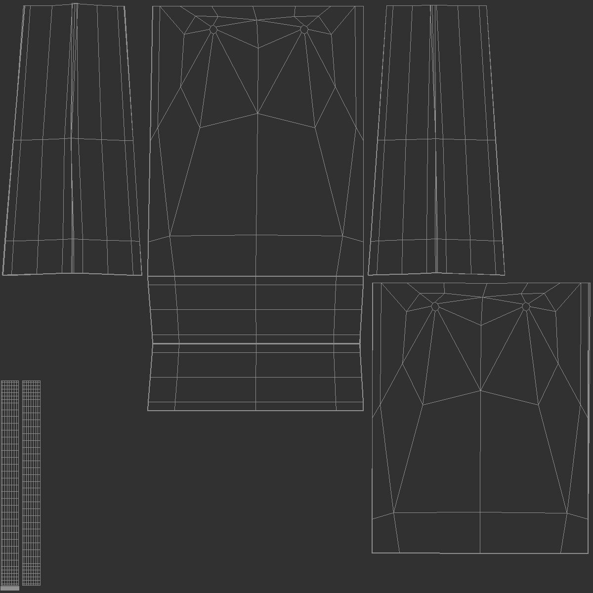 White Paper Gift Bag 3 Type - craft shopping package set 3D model_5