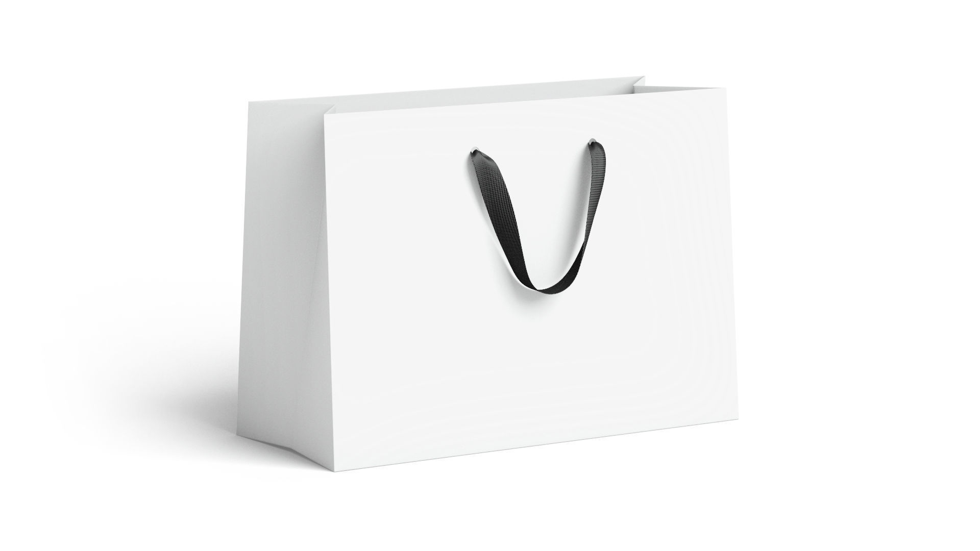 White Paper Gift Bag 3 Type - craft shopping package set 3D model_3
