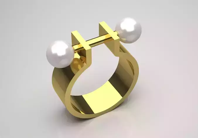 woman minimal pearl gold ring pr0011 3D print model