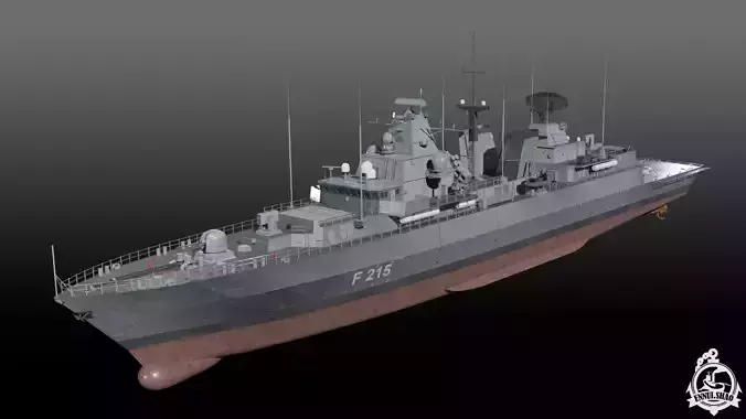 German navy Brandenburg class frigate Low-poly 3D model
