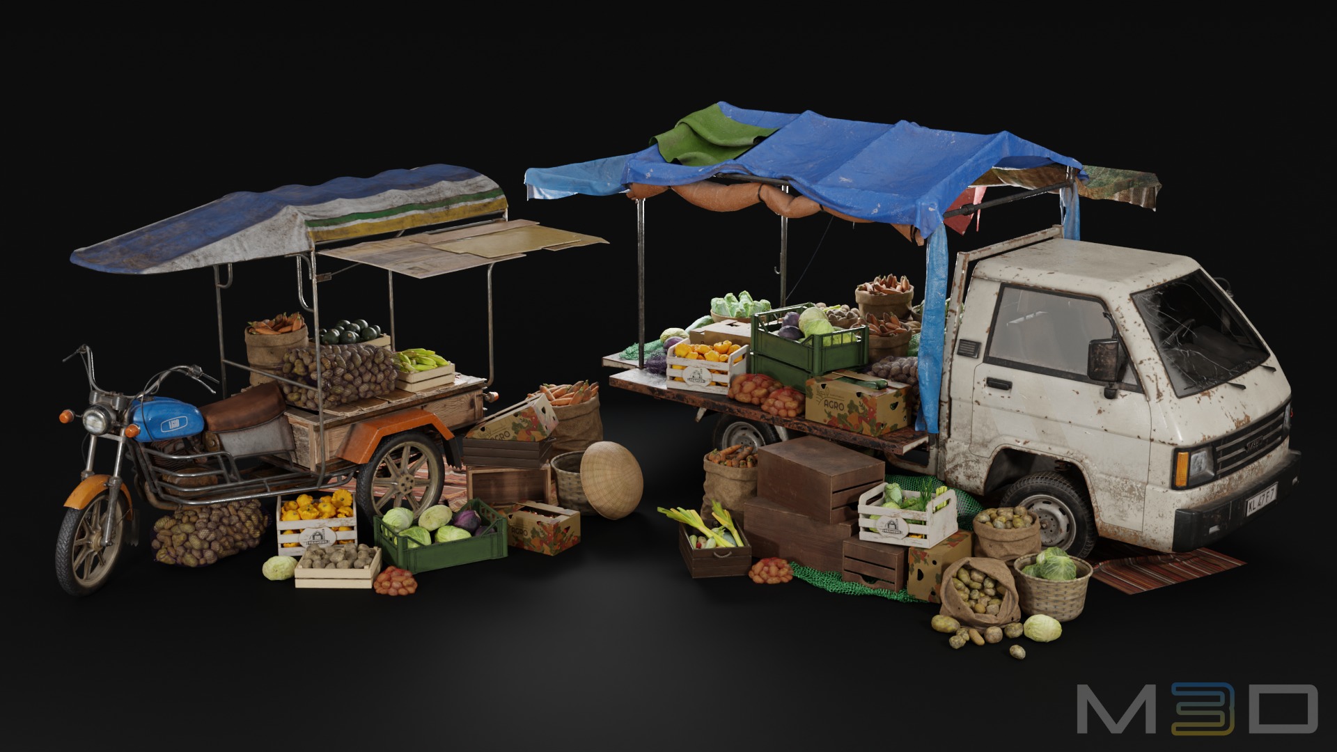 Vegetable Market Low-poly 3D model_3