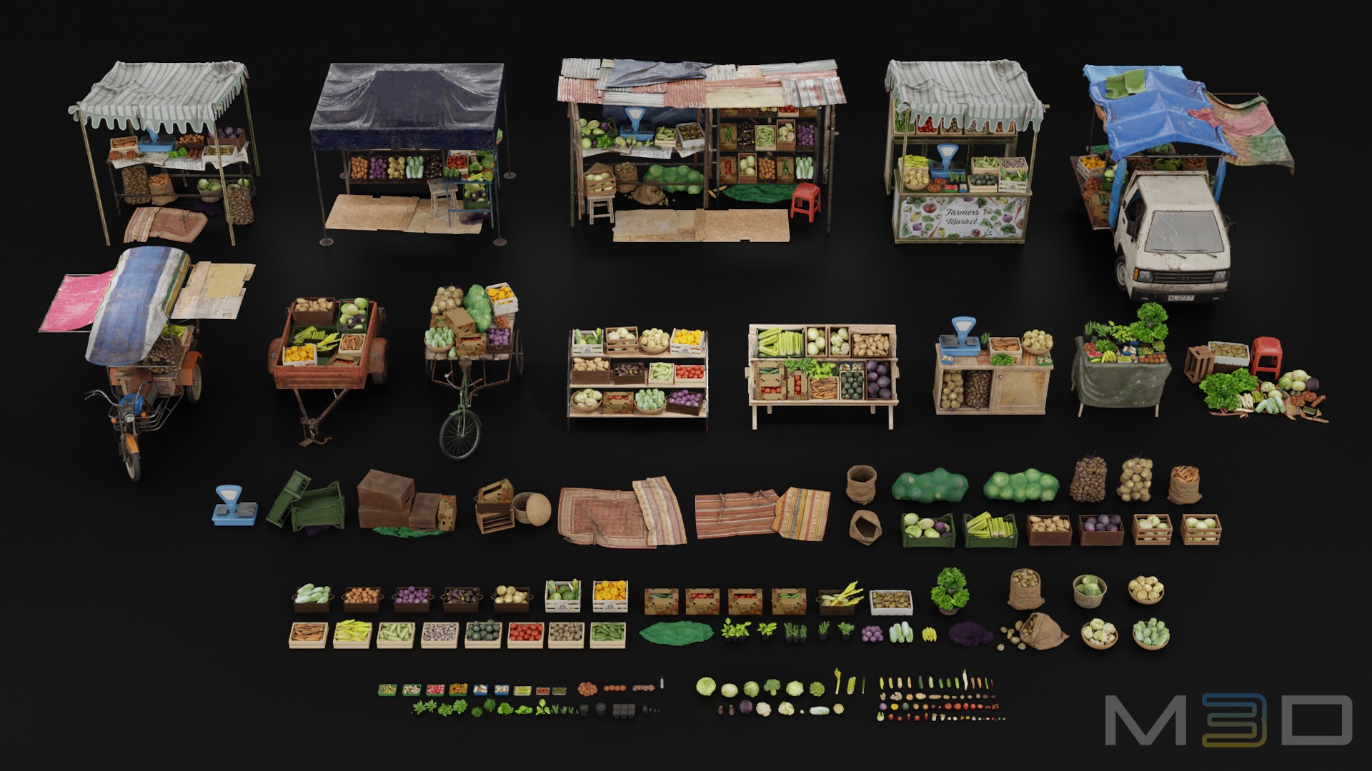 Vegetable Market Low-poly 3D model_7