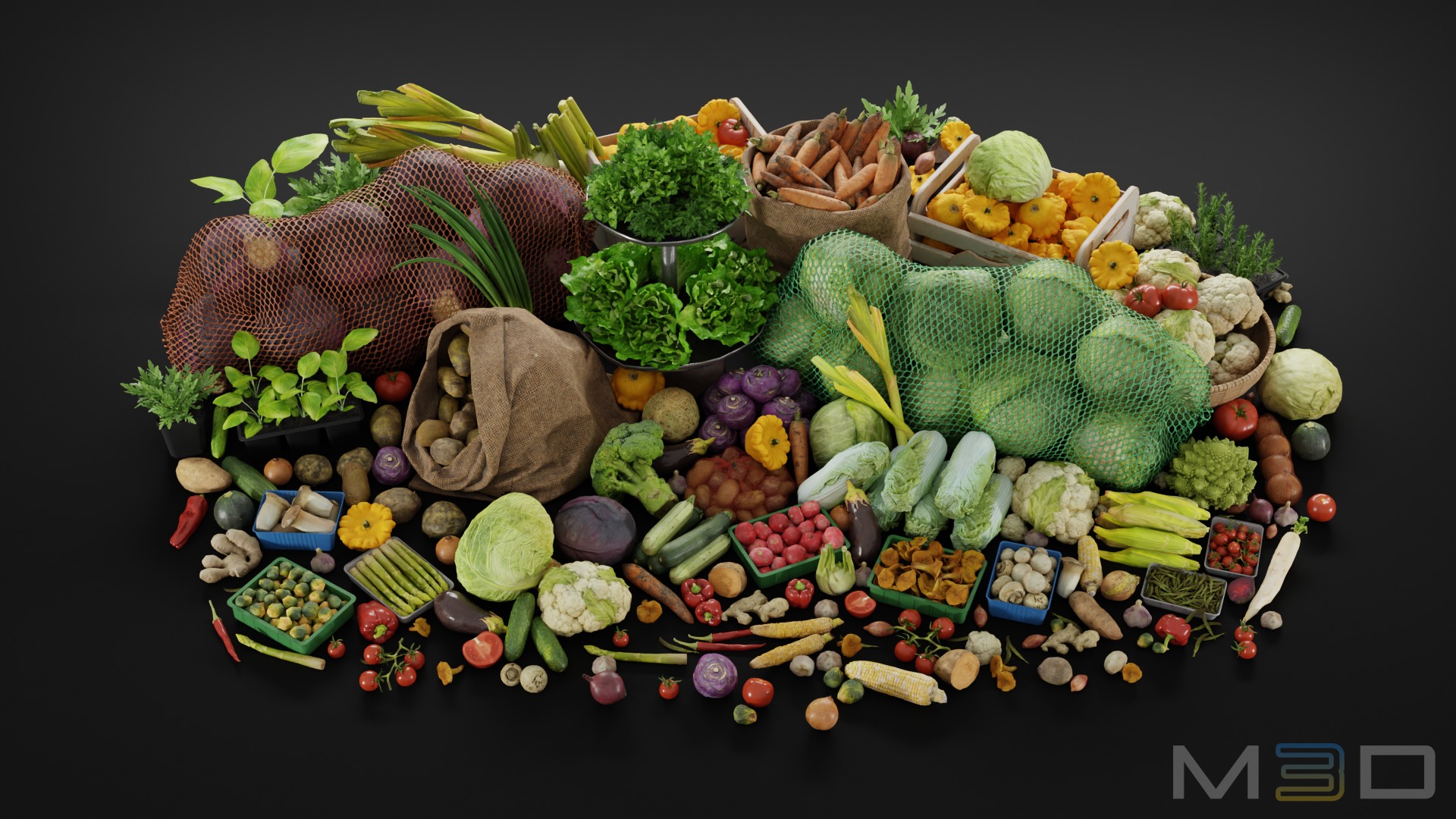 Vegetable Market Low-poly 3D model_1