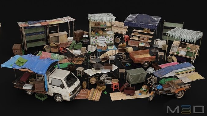 Vegetable Market Low-poly 3D model 7