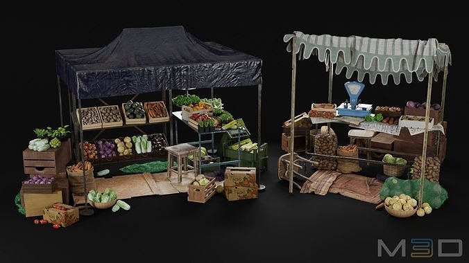 Vegetable Market Low-poly 3D model 5