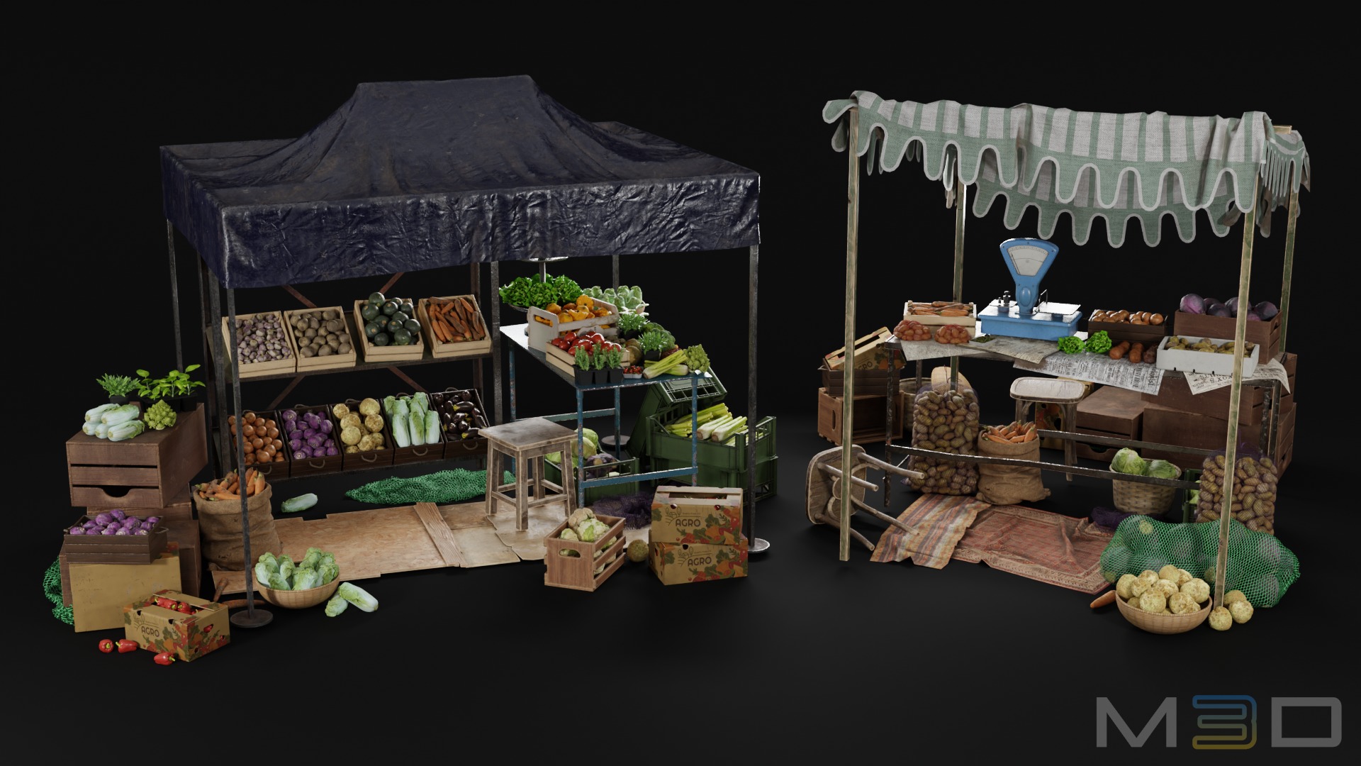 Vegetable Market Low-poly 3D model_4