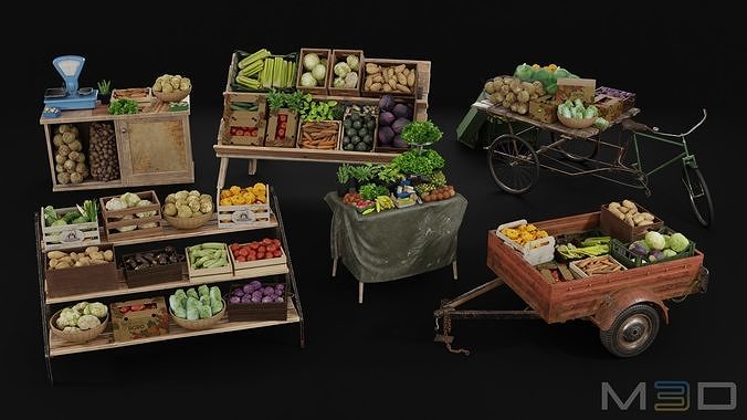 Vegetable Market Low-poly 3D model 6
