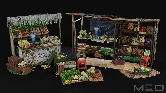 Vegetable Market Low-poly 3D model 3