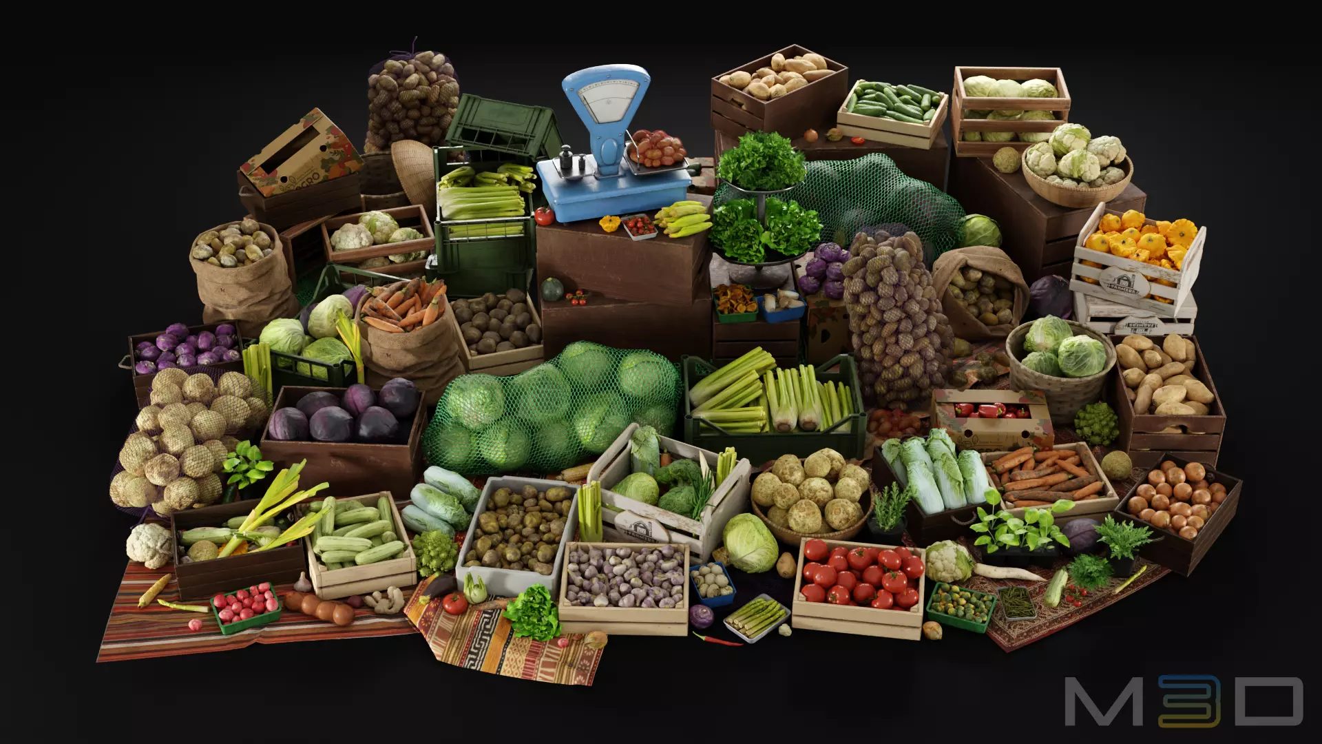 Vegetable Market Low-poly 3D model_0
