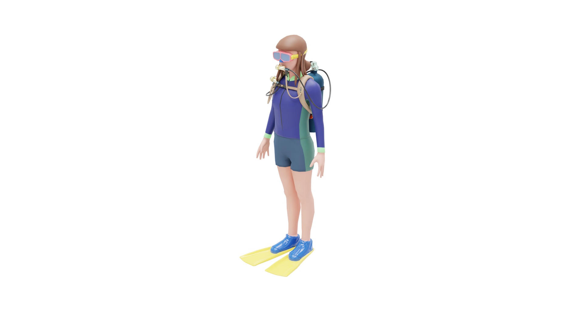 DIVER GIRL BASE MESH MODEL Low-poly 3D model_15