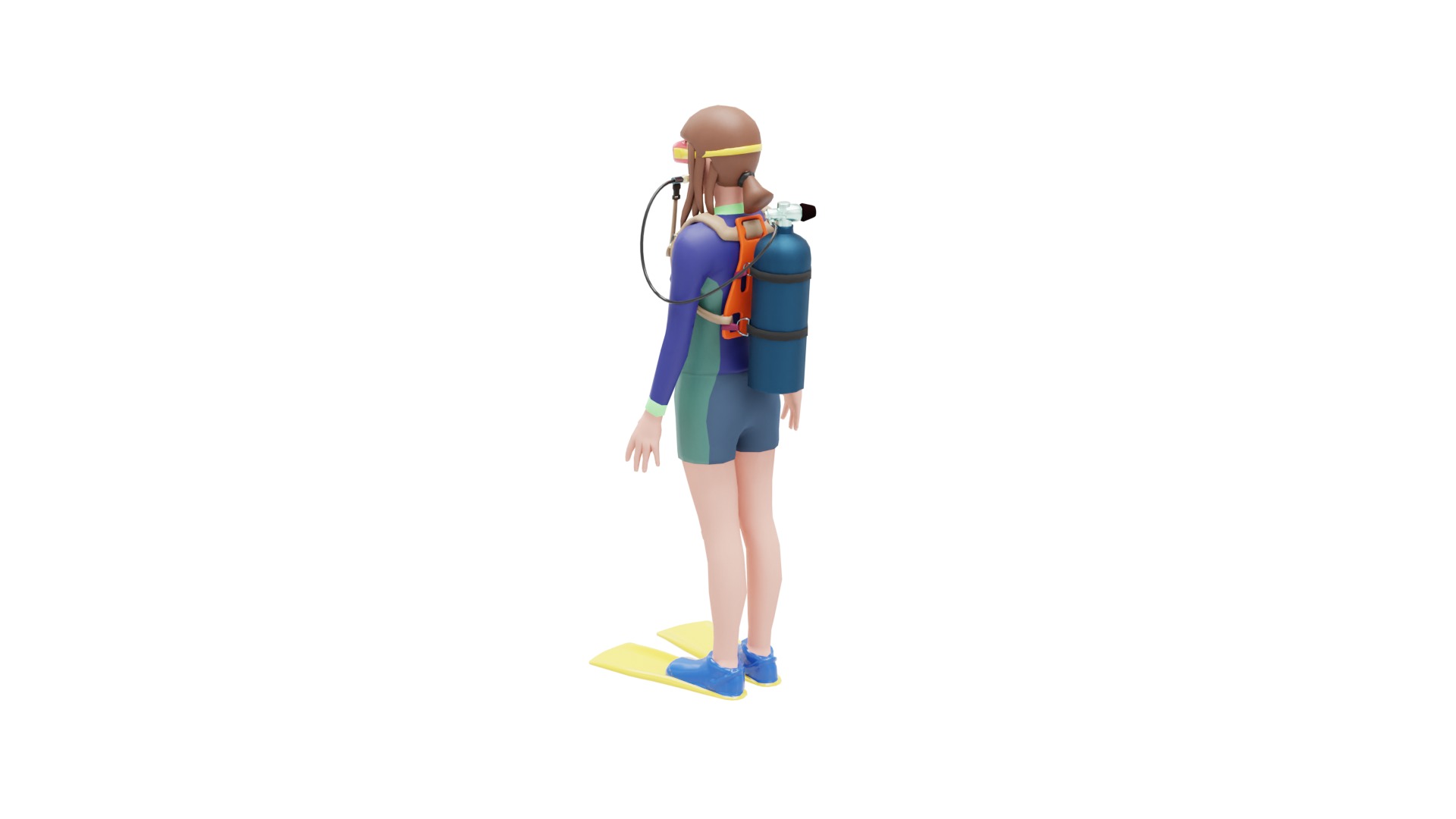 DIVER GIRL BASE MESH MODEL Low-poly 3D model_16