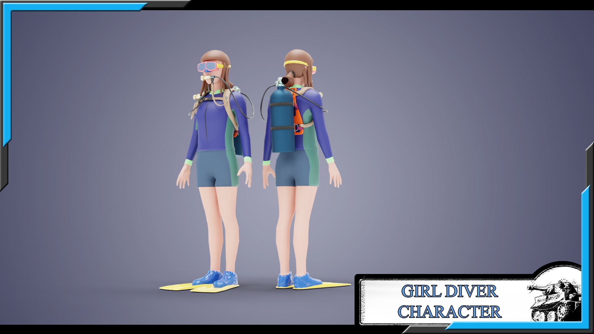 DIVER GIRL BASE MESH MODEL Low-poly 3D model_20