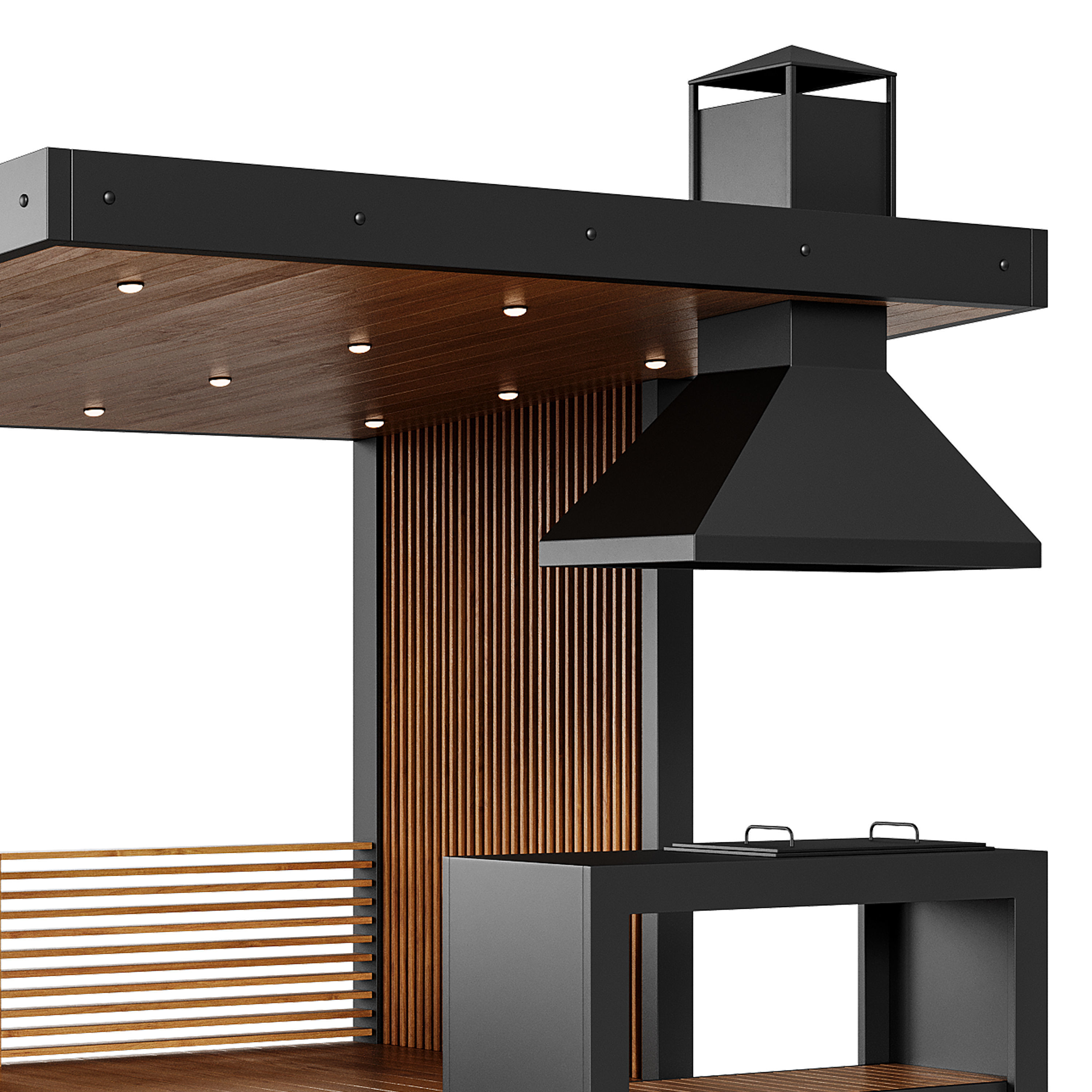 Modern gazebo with summer kitchen 1 3D model_6