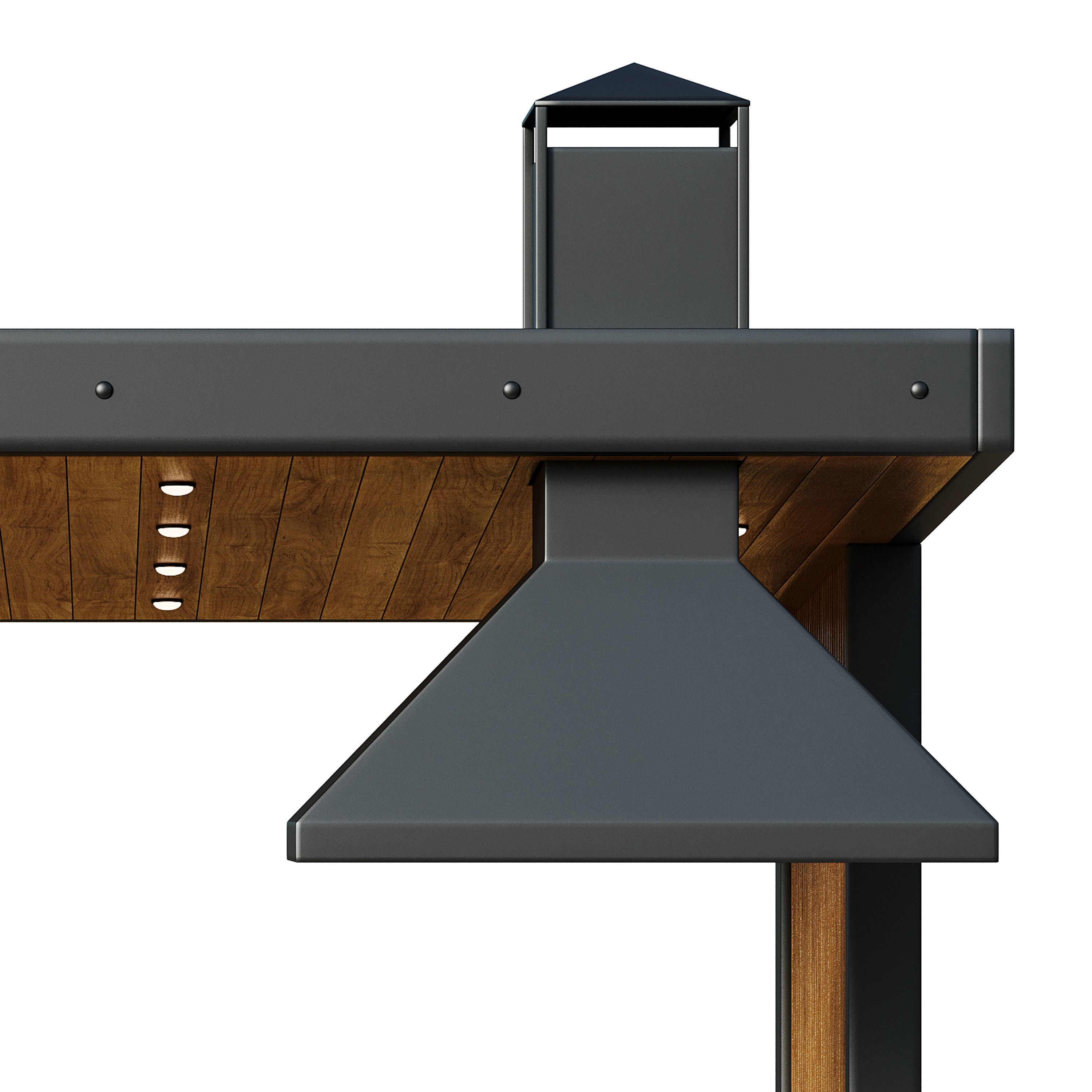 Modern gazebo with summer kitchen 1 3D model_2